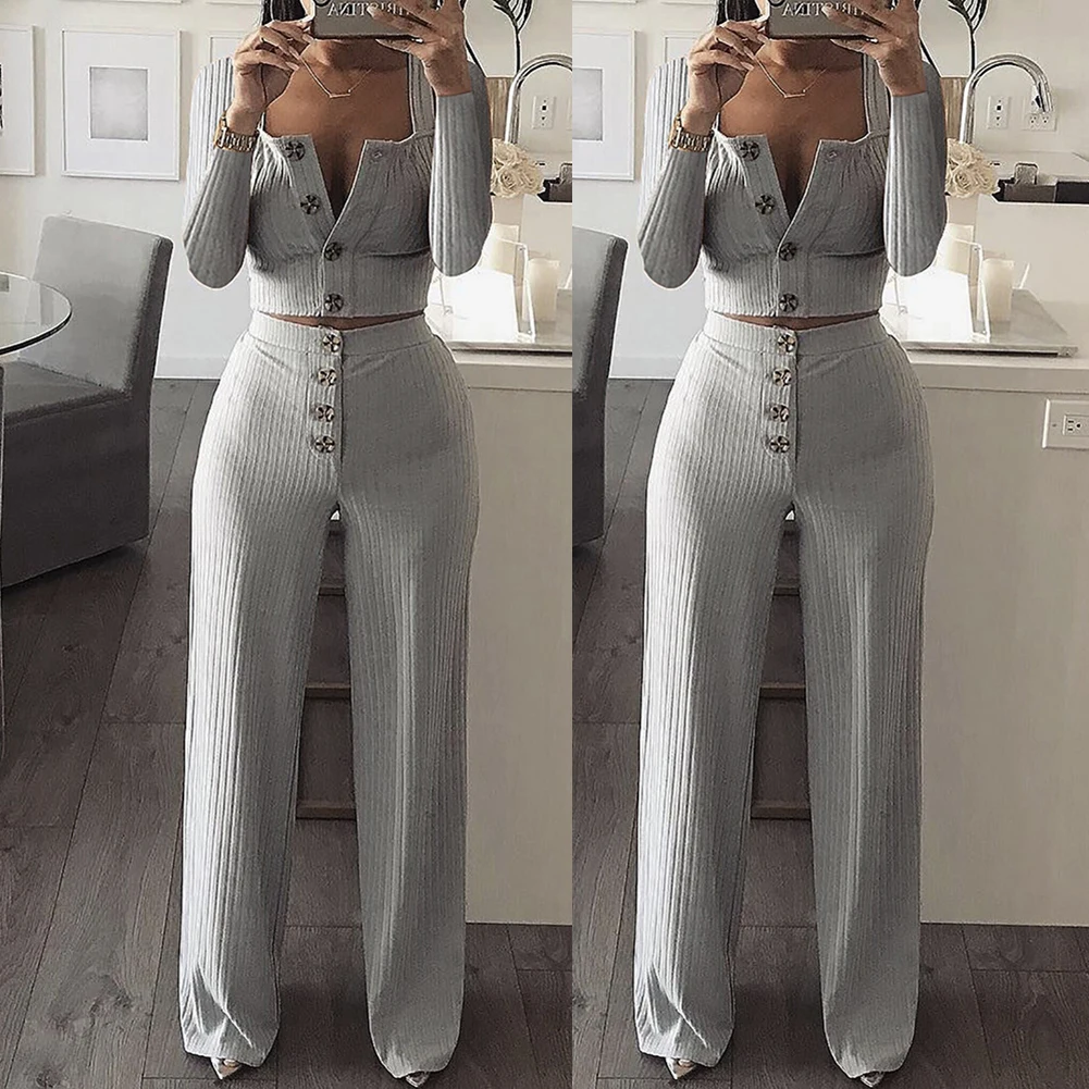 2 шт. Женский трикотажный пуловер с V образным вырезом и длинным рукавом| |