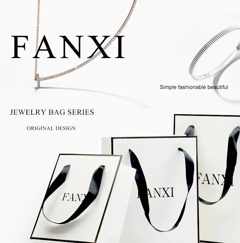 FANXI 10 шт./лот покрытием белые бумажные пакеты ювелирных изделий Подарочная сумка производитель упаковки и хранения Лидер продаж