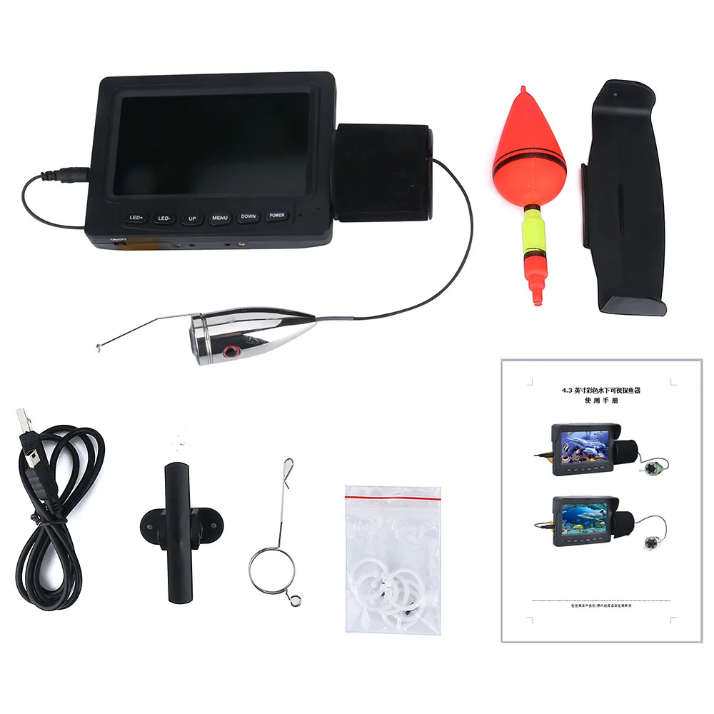 Скидка PDDHKK 4,3 ''дюймовый Подводный Видео рыболокатор система Комплект 1000TVL из нержавеющей стали Рыбацкая камера 6 шт. IR камера ночного видения