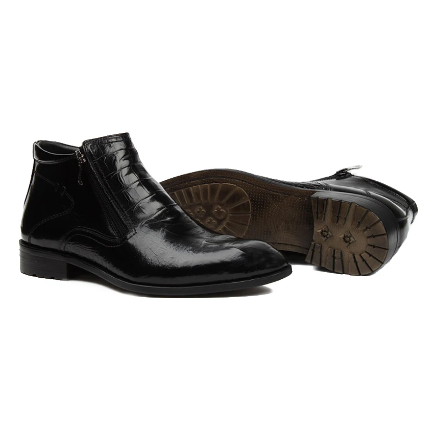 

High Quality Genuine Leather Alligator Men's Chelsea Ankle Boots Pointed Toe Cowboy Western Man Handmade Shoes YMX370