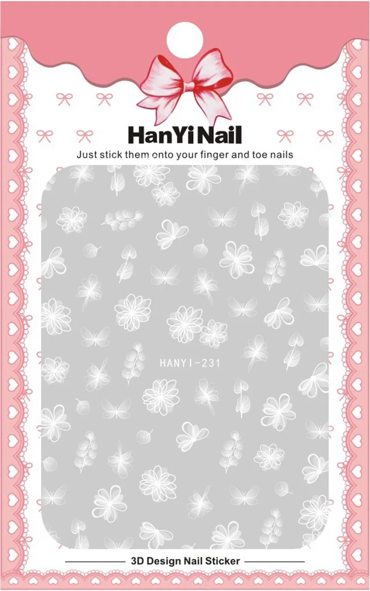 1 лист стикеры 3D на ногти Nail Art Белый Прозрачный наклейки для ногтей цветы наклейки для ногтей