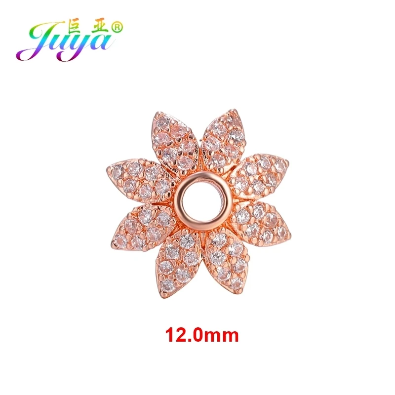 4 Pieces Rose Gold Juya, ручная работа, кисточки, серьги, аксессуары 8, 10, 12 мм, украшение, цветок, разделитель, бусины, шапки для рукоделия, для женщин, модное Изготовление ювелирных изделий - Цвет: 4 Pieces Rose Gold