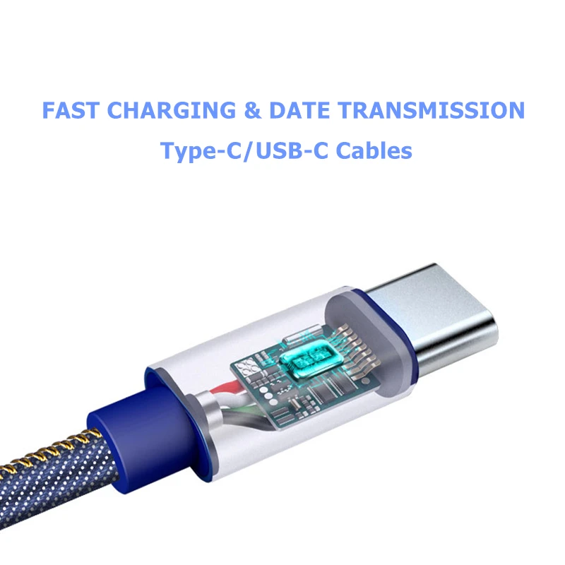 Byleen 2 м джинсовое зарядное устройство типа C USB кабель для быстрой зарядки Xiaomi mi 8 6x