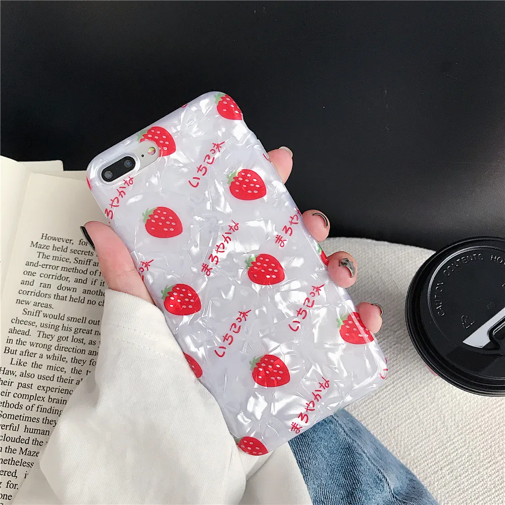 Мягкий чехол для iPhone X XS Max XR с рисунком клубники Модный 7 8 P 6 6s Plus простые защитные