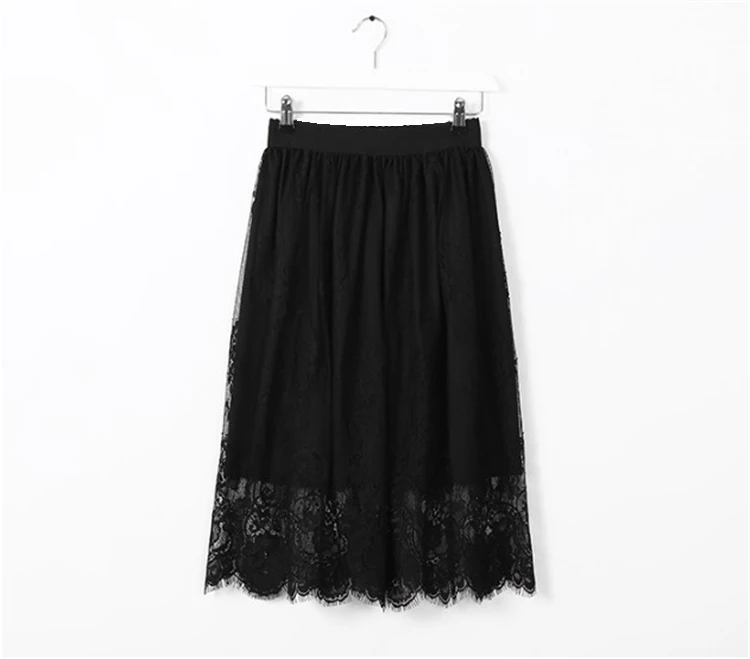 

Женская кружевная юбка на весну и осень, облегающая фатиновая юбка-карандаш с высокой талией, элегантная черно-белая юбка, 2018