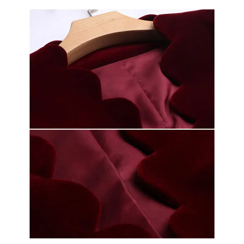 

Ruffle Collar Blaizer With Cheongsam Outside Gold Velvet Jacket Female Slim Fit Short Spring Autumn Plus Size Shawl Coat 5XL f