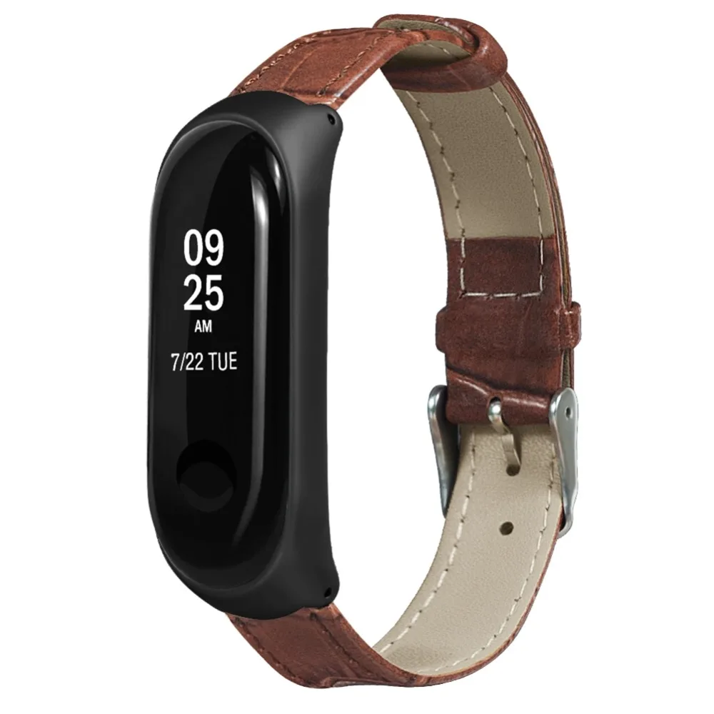 HANGRUI mi band 3 наручные часы на кожаном ремешке ремешок для Xiaomi mi band 3 умный браслет с металлической пряжкой черный чехол из розового золота ремни