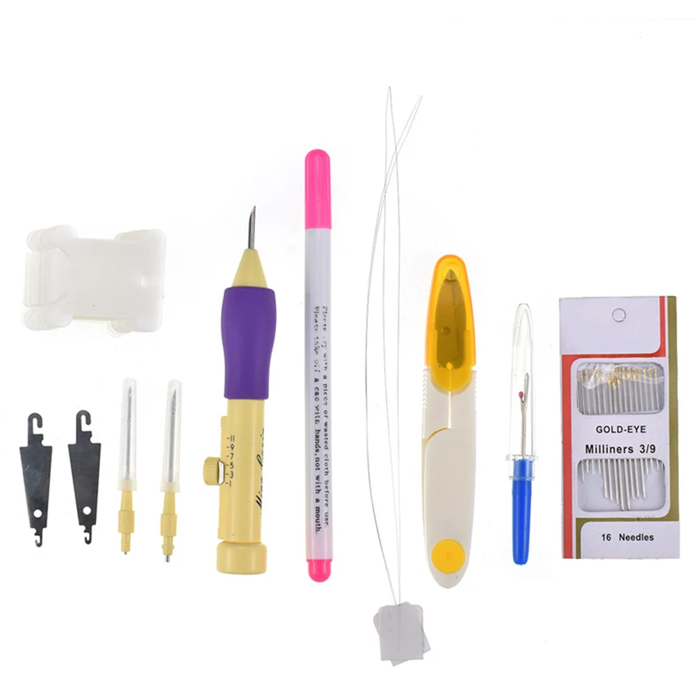 32-color Cross-stitch Embroidery Set Practical ABS Plastic Crafts Magic Embroidery Pen Set DIY Punch Needle Sewing Accessories
