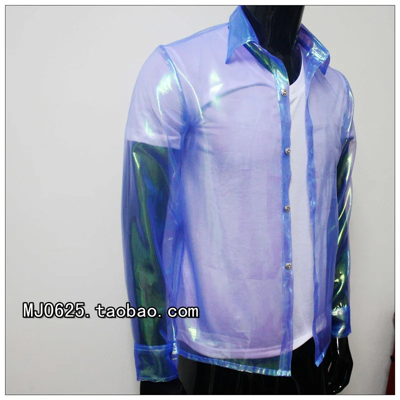 Рубашка MJ с Майклом Джексоном прозрачная синяя рубашка это любого размера|it