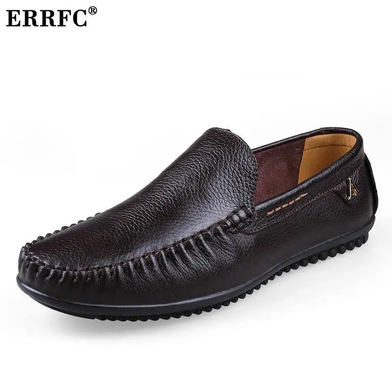 

ERRFC Concise Men Brown Leisure Loafer Shoes Fashion Designer Sewn Black Trending Casual Shoes Man Winter Warm Flats Size 37-47