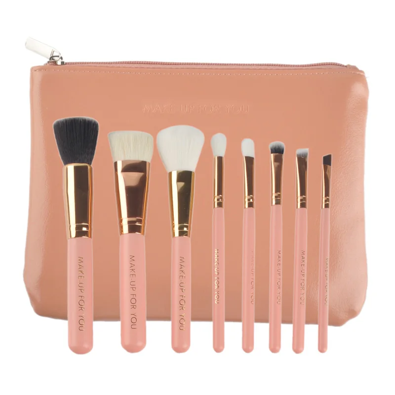 Набор кистей для макияжа 8 шт./компл. с деревянной ручкой и сумкой из полиуретана