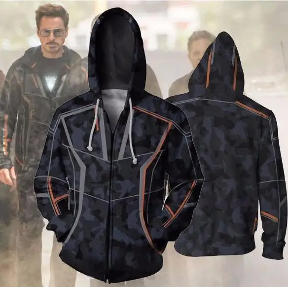 Взрывные модели куртка с капюшоном Marvel Мстители 3 Старк Тони Толстовка 3d свитер