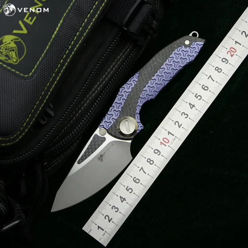 Складной нож VENOM ARMOUR M390 с лезвием из титана CF складной для кемпинга охоты