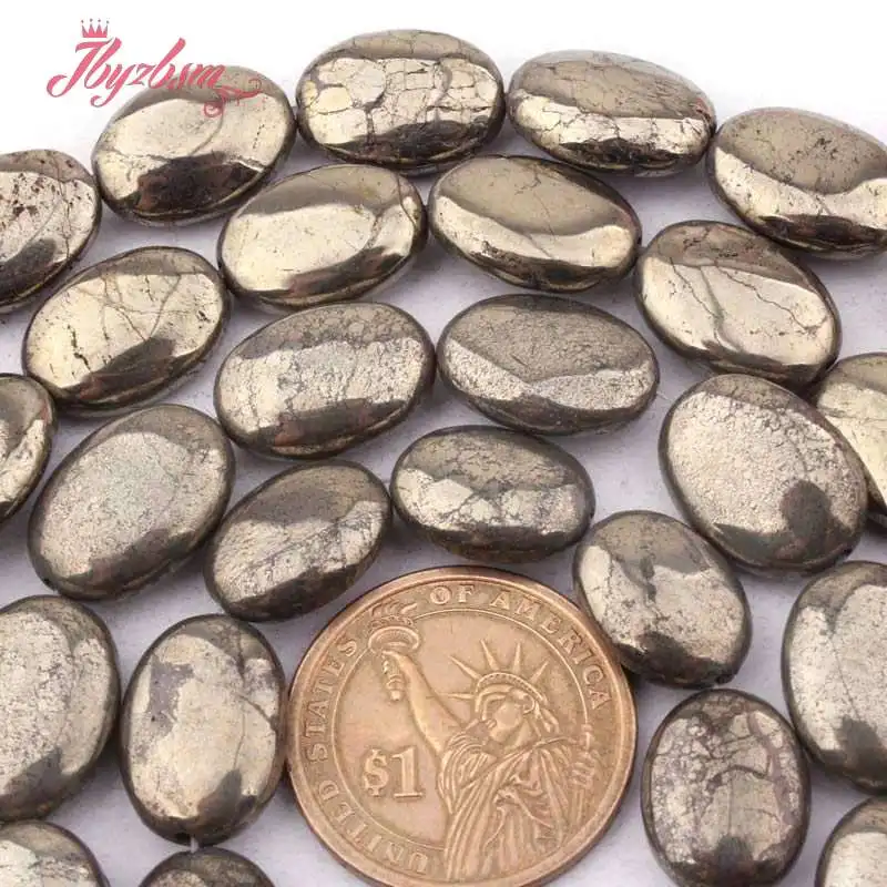 

12x16,13x18 мм Гладкие Овальные Бусины Из пирита бусины из натурального камня для DIY ожерелья браслеты Изготовление ювелирных изделий нитка 15 дю...