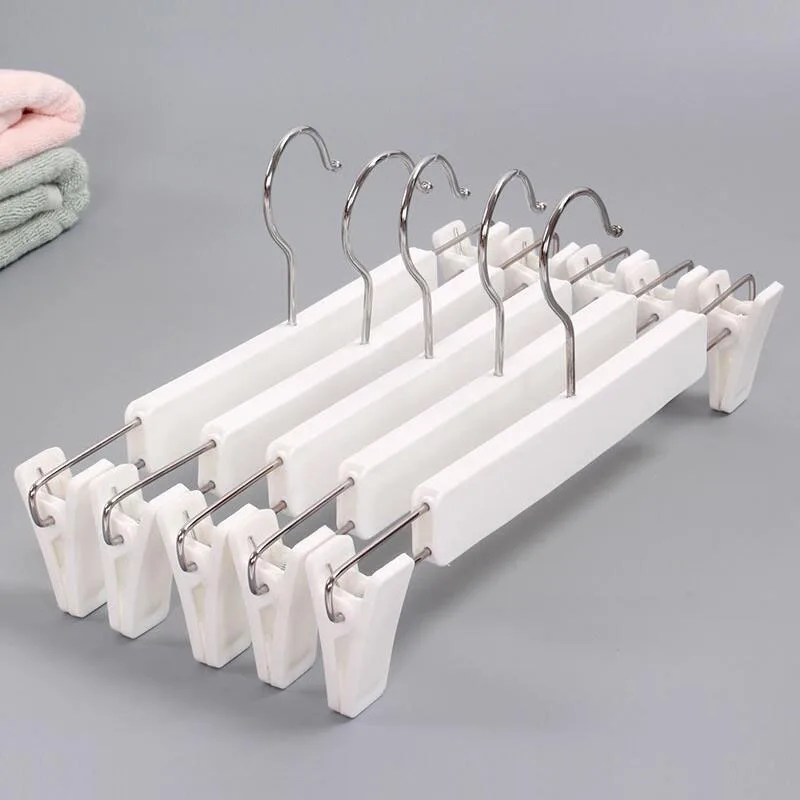 Регулируемая Белая пластиковая вешалка для брюк и юбки с зажимами нижняя