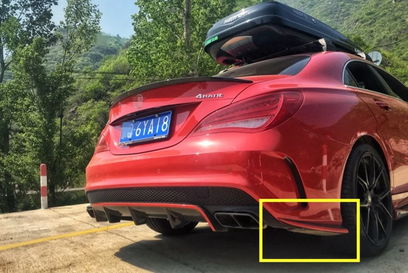 Красный линейный карбоновый задний разветвитель для Mercedes W117 CLA Class CLA200 CL220 CLA250 cl45 AMG протектор заднего бампера 13-17