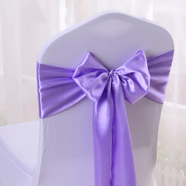 Light purple 50 шт./лот атласный стул с обивкой банты Высокое качество стул пояса свадебные стулья узел украшения Свадебная вечеринка банкетные принадлежности - Цвет: Light purple