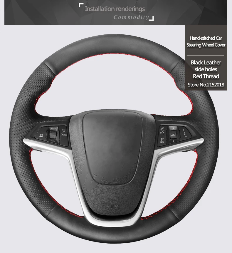 Блестящий пшеничный черный кожаный чехол на руль для Opel Mokka 2013- Astra J 2010- Meriva Opel Insignia 2009-2013