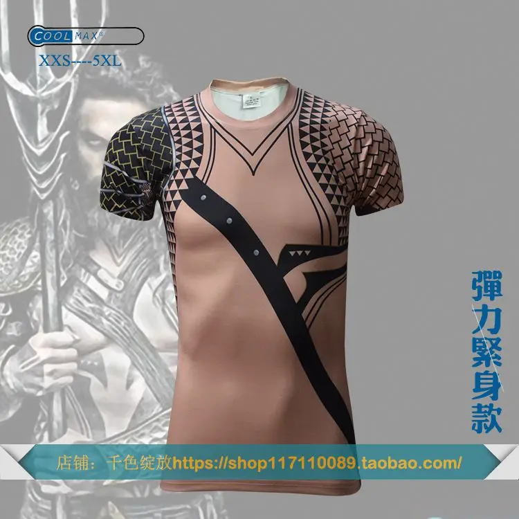 Футболка с 3D принтом костюм из аквамена футболки облегающая Спортивная футболка