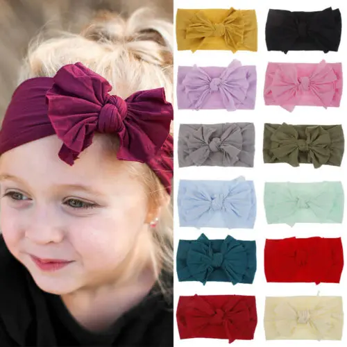 Cute Elastic Newborn Baby Hairband Nylon Headband Girls Hair Band Single Layer Bowknot Turban | Детская одежда и обувь