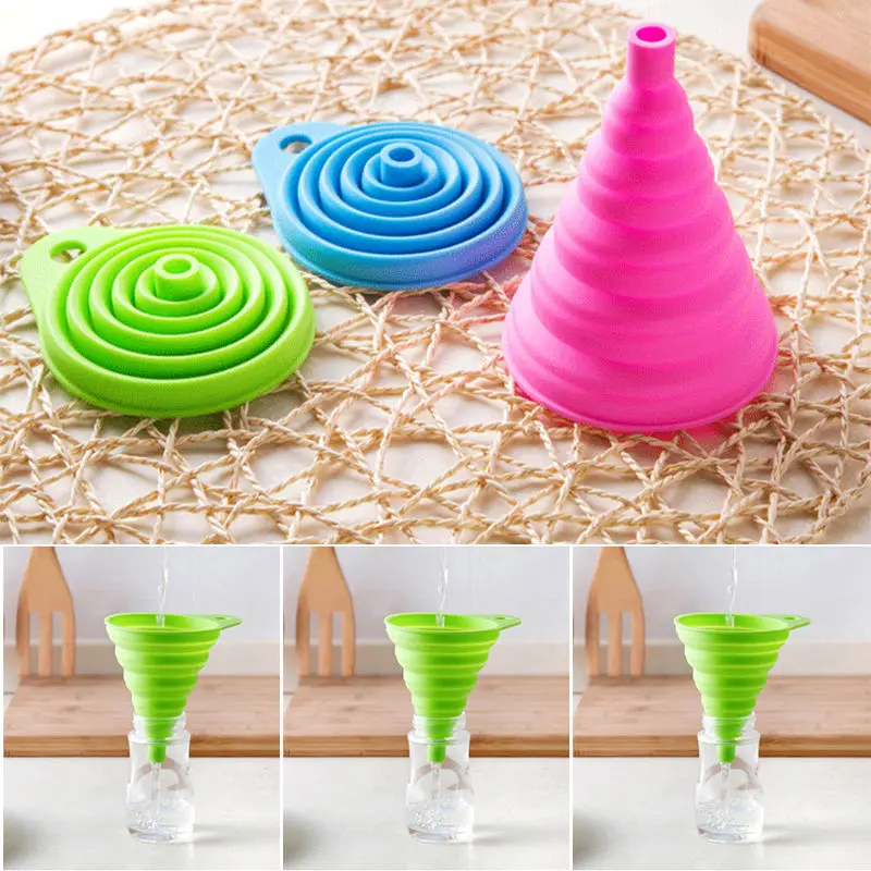1 шт. милая Воронка карамельного цвета бытовая телескопическая силиконовая мини