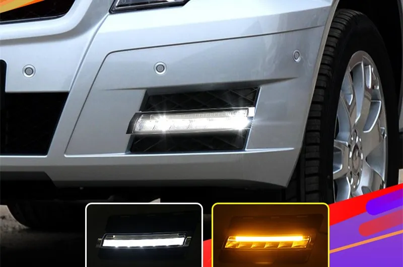 

Osmrk led drl daytime running light for Mercedes-Benz GLK300 2008-2012 with yellow turn signal