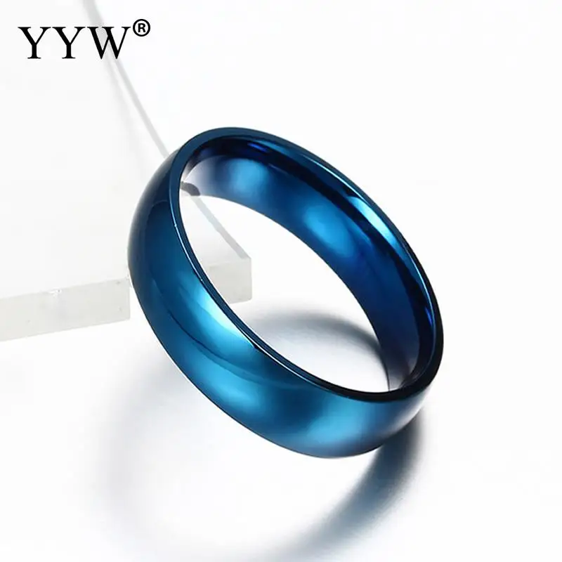 

6mm Classic Wedding Ring for Men / Women Gold / Blue / Silver Color Stainless Steel US size