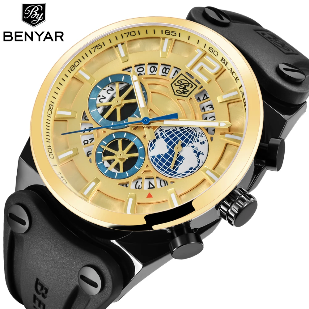 

BENYAR Top Brand Men's Watches Sport Quartz Watch Fashion silicone Watches Men Analog Male Waterproof Clock Relogio Masculino
