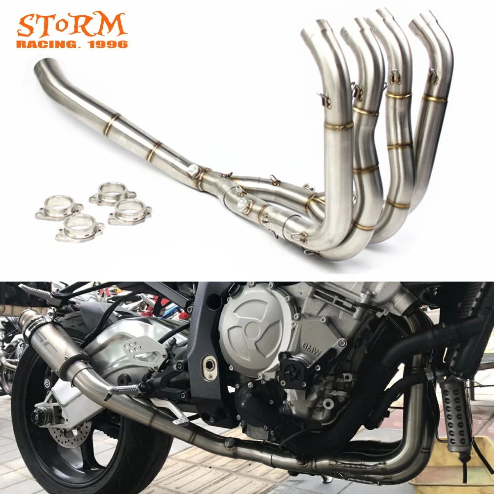

Motorcycle NEW Silver 2018 Front Exhaust Pipe Full System Header Link Stainless Steel Tube For BMW S1000RR 2010-2018