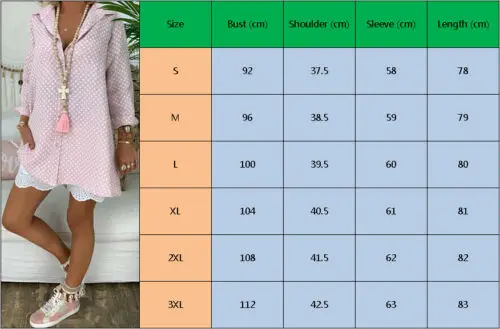 

Women Summer 2019 Polka Dot Long Sleeve Shirt Tops Ladies Loose Blouse Plus Size 3XL Casual Beach Maxi Shirts New