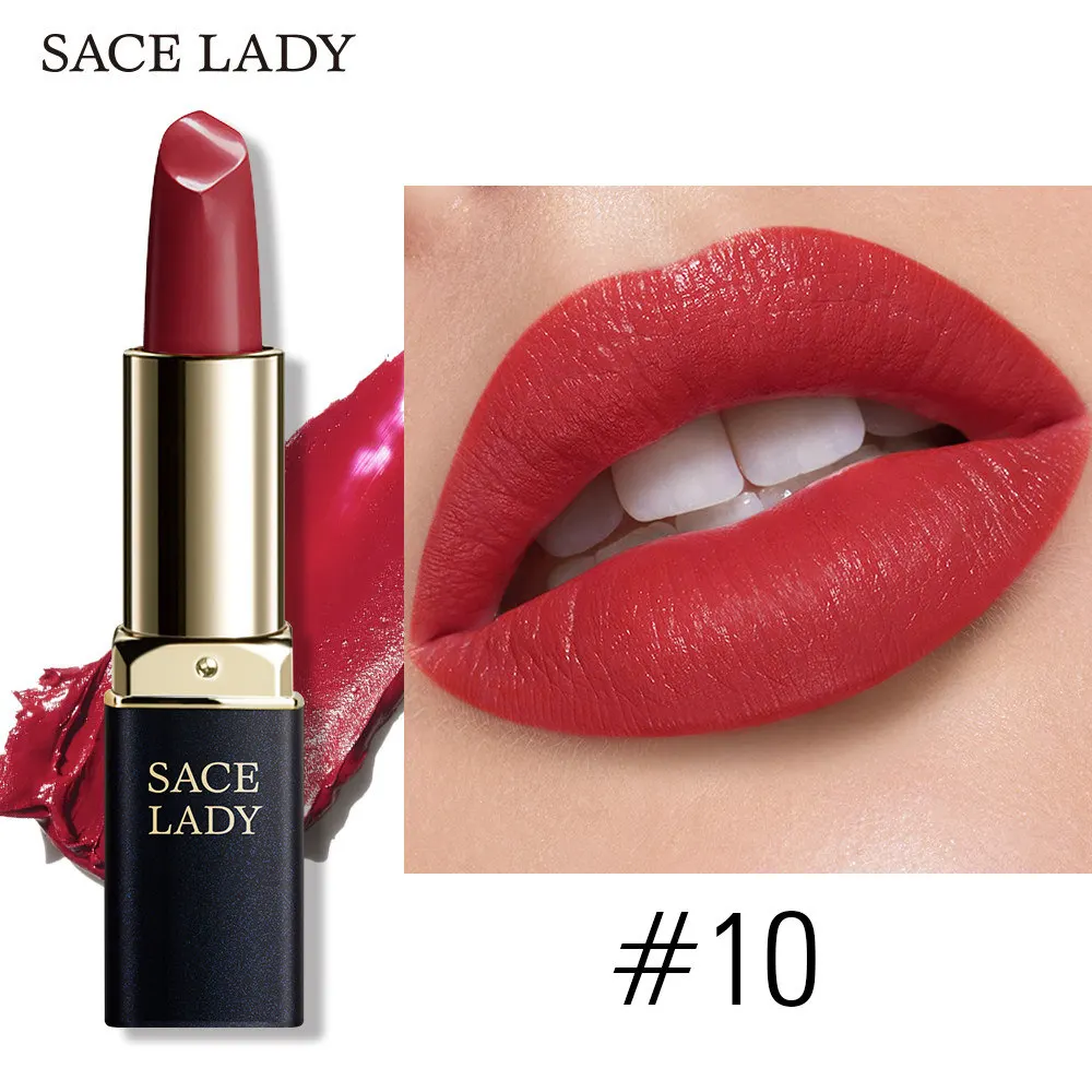 10 SACE LADY 18 цветов Шелковистые матовые Помада Макияж Водонепроницаемый телесный бархатная губная помада макияж Гладкая Высокая пигментированная текстура косметика - Цвет: 10