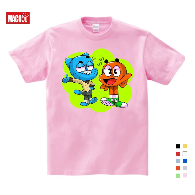 Футболка с надписью «The Amazing World of Gumball Darwin Good Bad Ugly» Новинка, крутые топы, футболка с короткими рукавами для мальчиков детская рубашка От 3 до 9 лет YUDIE