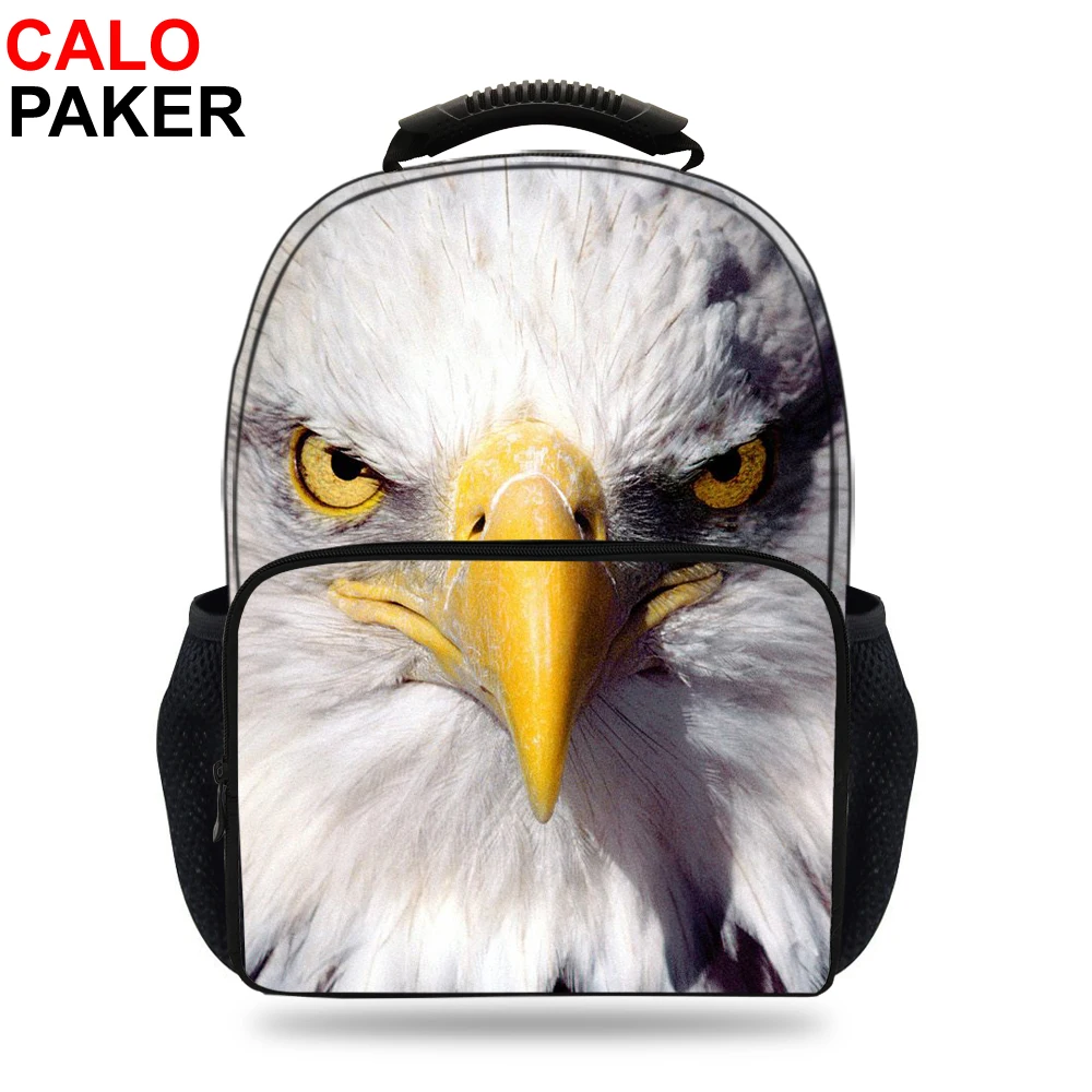 15 дюймов 3D Mochila детская школьная сумка для мальчиков ястреб лысый рюкзак с изображением орла дети птицы животных печати рюкзак для девочек Школьный рюкзак