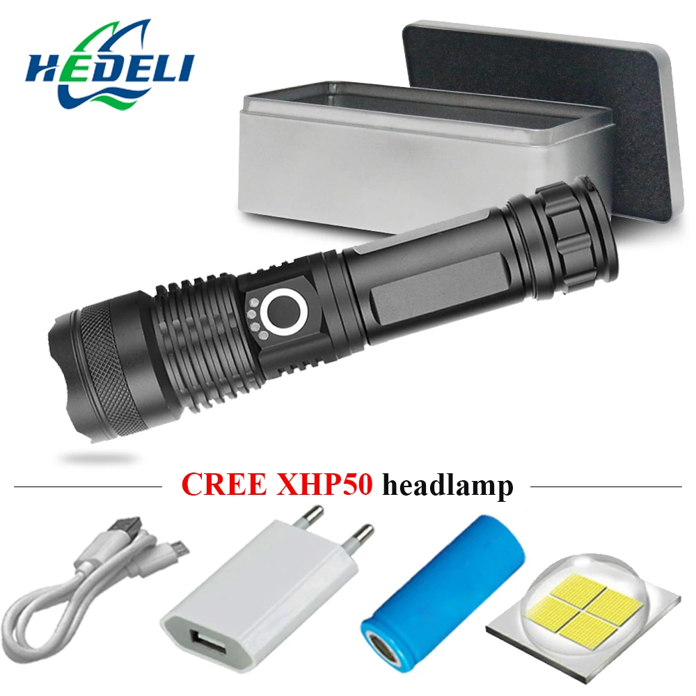 Супер яркий прожектор cree xhp50 USB фонарик перезаряжаемый zoomble фонарь светодиодный