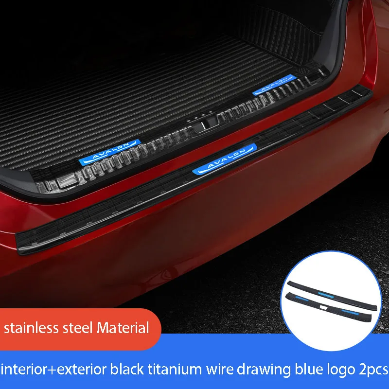 black blue logo 2pcs Задняя защитная накладка, специальная накладка багажника, Автомобильная модификация, защита, декоративная задняя коробка, педаль для Toyota AVALON - Цвет: black blue logo 2pcs