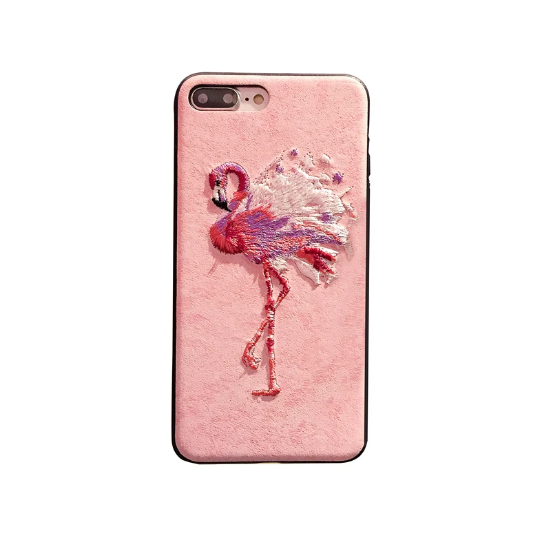 Чехол для iphone 6 S 7 8 plus X мягкий pu кожаный чехол с 3D вышивкой Фламинго Лось Олень Samsung