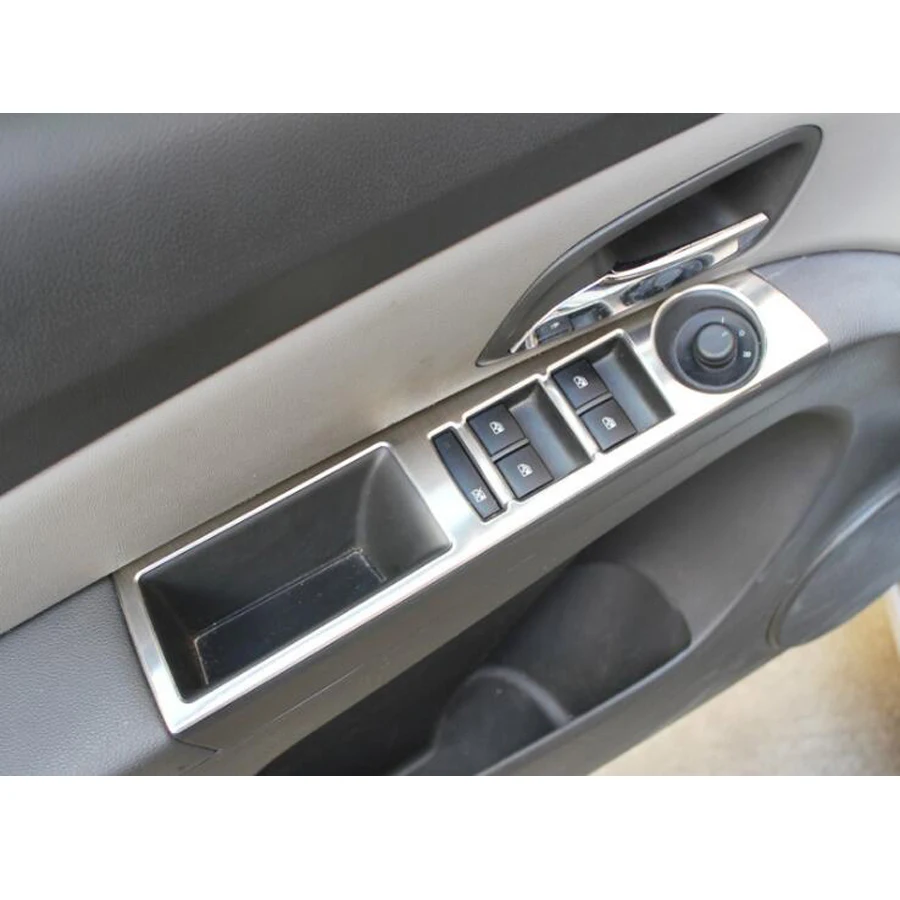 

Stainless Car Interior Door Armrest Window Lift Switch Button Frame Trim Cover For Chevrolet Cruze 09-15 Decal Stickers