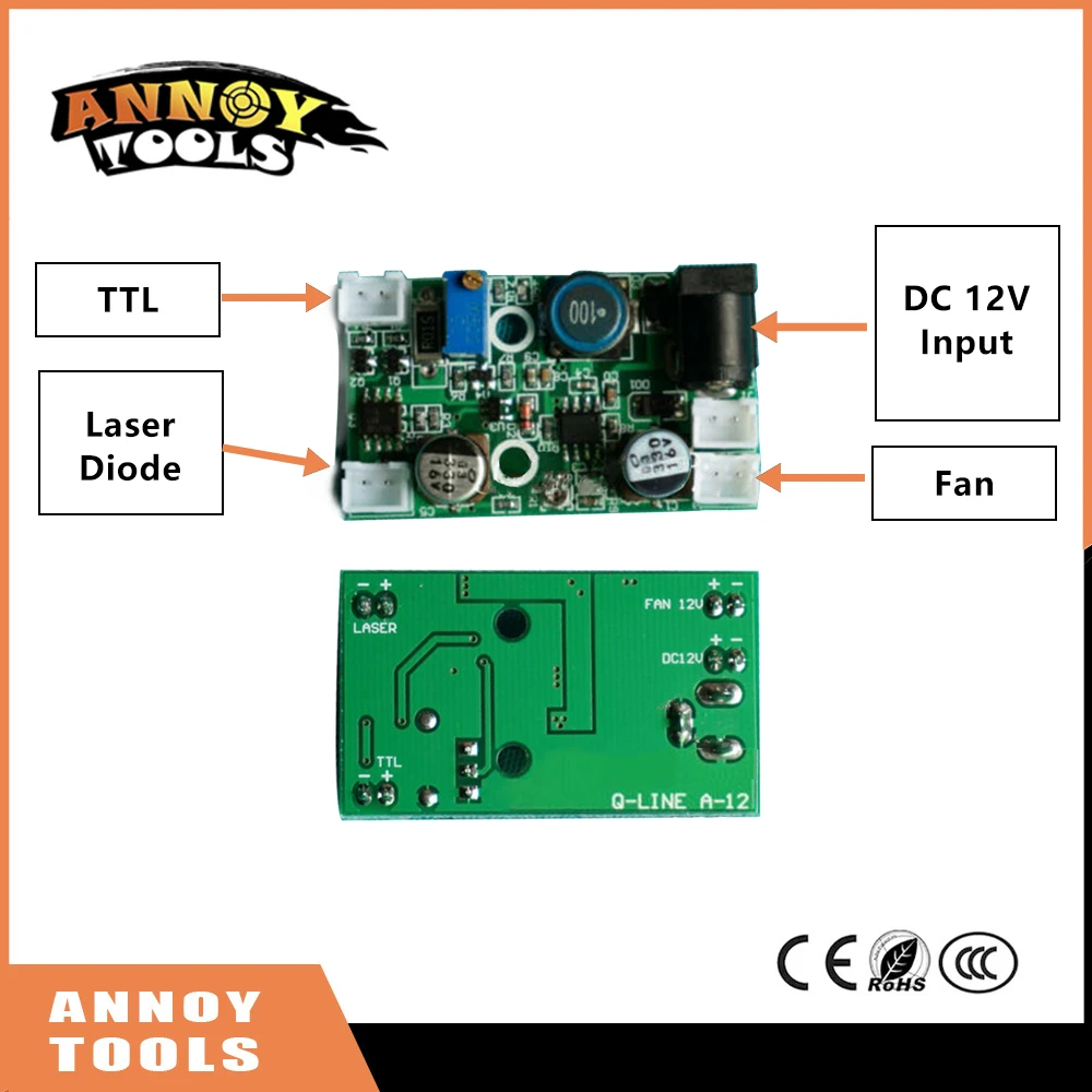 1W-2W 405NM/445NM/520NM/638NM 12V can AdjustTTL Buck Constant current Laser driver board Drive module Control | Инструменты