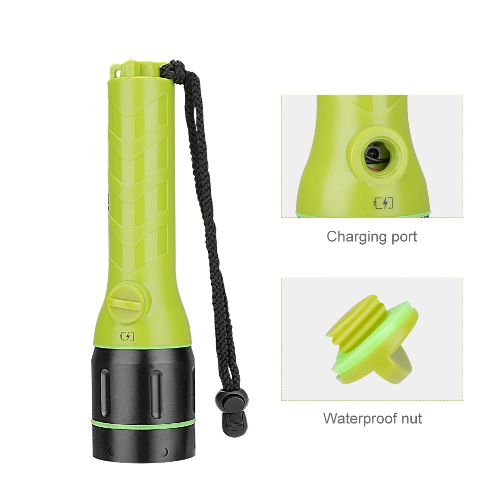 Профессиональный алюминиевый Дайвинг фонарик светодиодный подводный