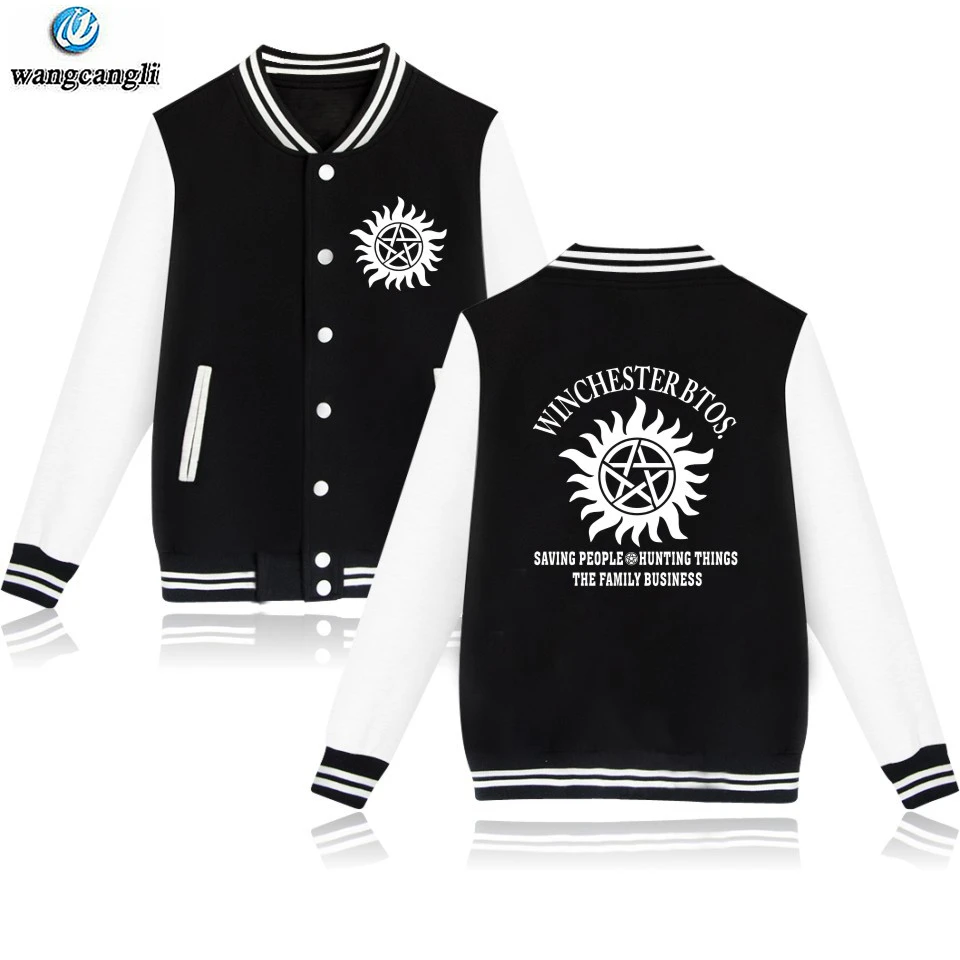 

Supernatural Baseball Jackets Bomber Jacket Men Women Unisex Sweatshirt Winchester Brothers Casual Hoodies Uniform Outwear Coat