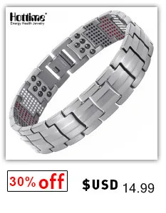 Hottime Luxury Fashion Health Energy Bracelet Bangle Men 316L Stainless Steel Bio Magnetic Bracelets Black& Golden Jewelry