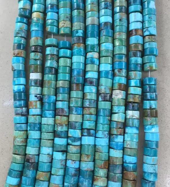 4X6MM Heishi Turquoi Очень стильные натуральные зеленые бирюзовые китайские Hubei оригинальные натуральные неокрашенные свободные бусины, лечебная сила, ювелирные изделия, отличный подарок - Цвет: 4X6MM Heishi Turquoi