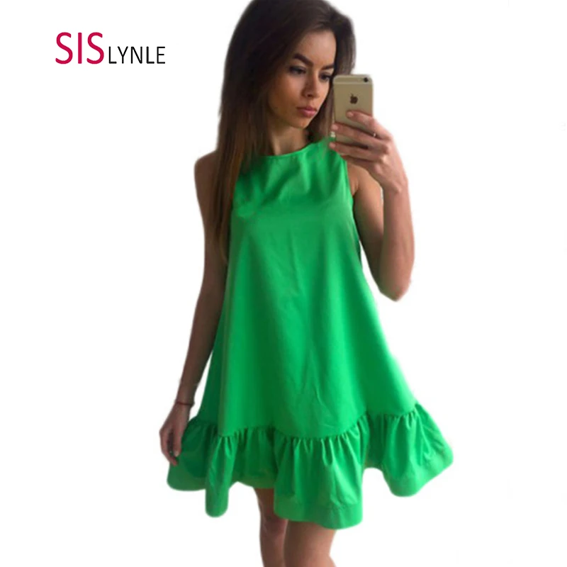 SISLYNLE 2017 Новый Летний Стиль Рукавов Сексуальная Оборками Женщины Dress Casual Line Bodycon
