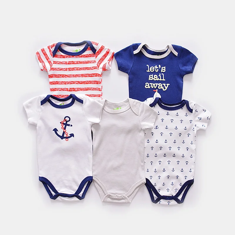 5PCS/LOT Unisex Baby Rompers Short Sleeve Cottom O-Neck Jumpsuit Newborn Boys Girls Roupas de bebe Clothes Overall 0-12M | Детская