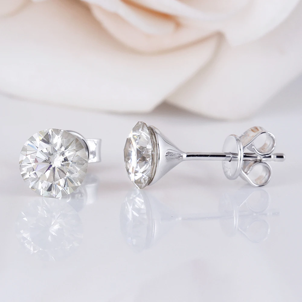 DovEggs Classic 2CTW 6,5 мм желтый цвет Moissanite кольцо с крапановой закрепкой камня серьги-гвоздики из стерлингового серебра 925 пробы для женщин