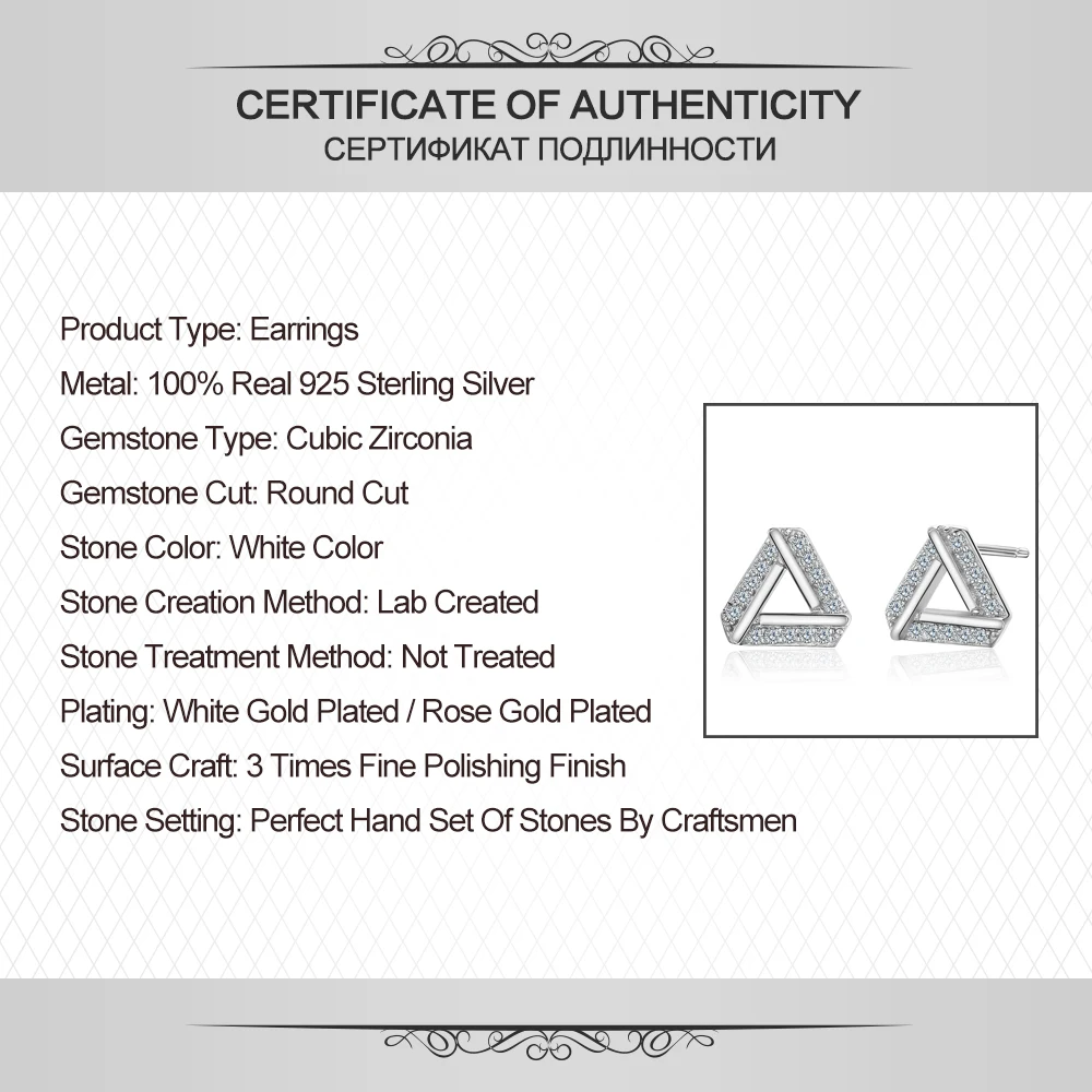 LicLiz 925 Sterling Silver Triangle Earrings For Women Post Ear Piercing Studs Geometric Pave Cubic Zirconia Stud Earings LE0338 | Украшения