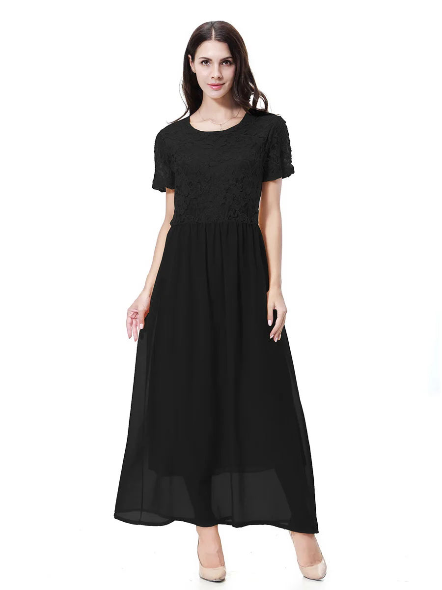 Женское шифоновое платье Abaya белое длинное с короткими рукавами в мусульманском