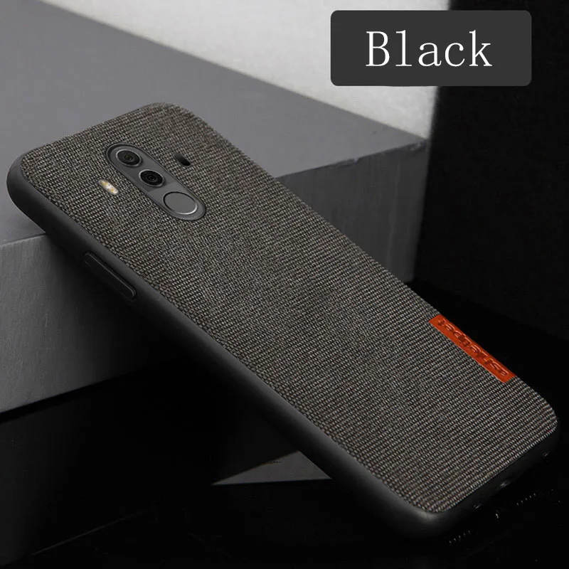 Черный Холщовый чехол для телефона huawei Honor 10 20 mate 10 20 Lite 20 lite P10 P20 P30 деловой Ретро защитный чехол для huawei P30 Pro - Цвет: Черный