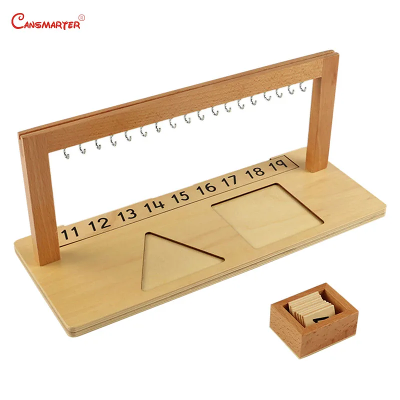 hanger 11-19 no bead Монтессори материалы деревянный бук Вешалка из бисера с коробкой обучения чисел Обучение 3-6 лет математические игрушки детские игры - Цвет: hanger 11-19 no bead