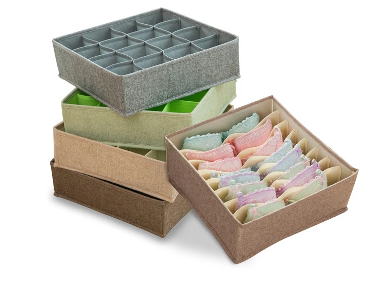 Newly Breathable Cotton Linen Drawer Organizer Quality 8 16 Cells Underwear Organizer 1pcs Home Sundries Socks Bras Storage Box